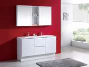 Bathroom Vanities SRW64P-1500D Square Polymarble Top Double Bowl Kickboard Vanity